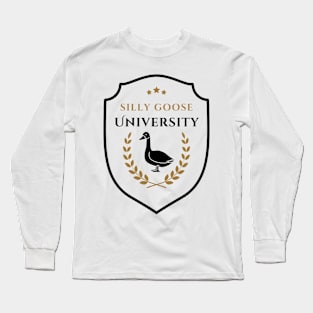 Silly Goose University - Standing Goose Emblem With Golden Details Long Sleeve T-Shirt